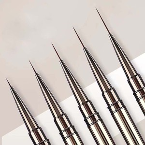 5pcs Japanese Nail Art Liner Brush <b>Set</b> Ultra Fine Oval Metal Handle <b>Crimped</b> Nylon Brushes for Gel Painting - Product Image 2