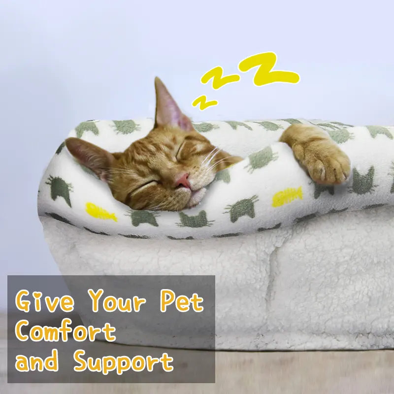 Modern Fashion Removable Cat Sleeping Bed House Plaid Pattern Cotton Pet Bed Breathable Affordable for Dogs Packaged in Box