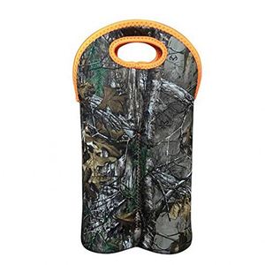 Two <b>Bottle</b> Insulated Neoprene Wine Water <b>Bottle</b> Holder Sleeves for Travel with Secure Carry Handle Wine Carrier Tote Bag - Product Image 5