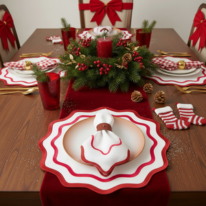 Mantel Individual Redondo de Lino Rojo Bordado a Mano, 40x40cm, Duradero y Ecológico, Lavable, <span class=keywords><strong>para</strong></span> Bodas y Uso en Exteriores - Product Image 6