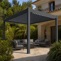 Pergola en aluminium Jiake avec toit à lames orientables, abri bioclimatique étanche pour projets de villas, jardins et terrasses