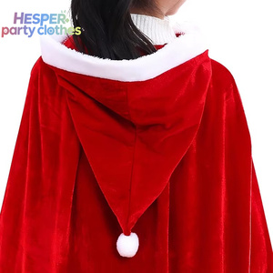 Capa con Capucha de Terciopelo Rojo Navideño HESPER, Capa para Niños, Disfraz de Santa Claus, Ropa Infantil para Niñas - Product Image 3