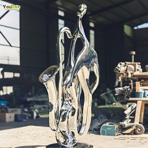 Miroir YOUFINE pour espaces contemporains ou décoration de galerie, miroir en acier inoxydable, <span class=keywords><strong>sculpture</strong></span> <span class=keywords><strong>abstraite</strong></span> de violoncelle - Product Image 6