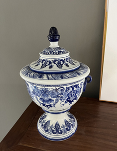 Décoration de magasin Céramique bleu et <span class=keywords><strong>blanc</strong></span> Faïence bleu peint Gingembre Couvercle Pot hollandais Vase balustre en céramique et couvercle - Product Image 2