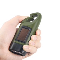 Portable Torche Soleil Flash Lumière Led Solaire Rechargeable Charge Puissance Alimenté Pratique Manivelle Camping Lampe De Poche