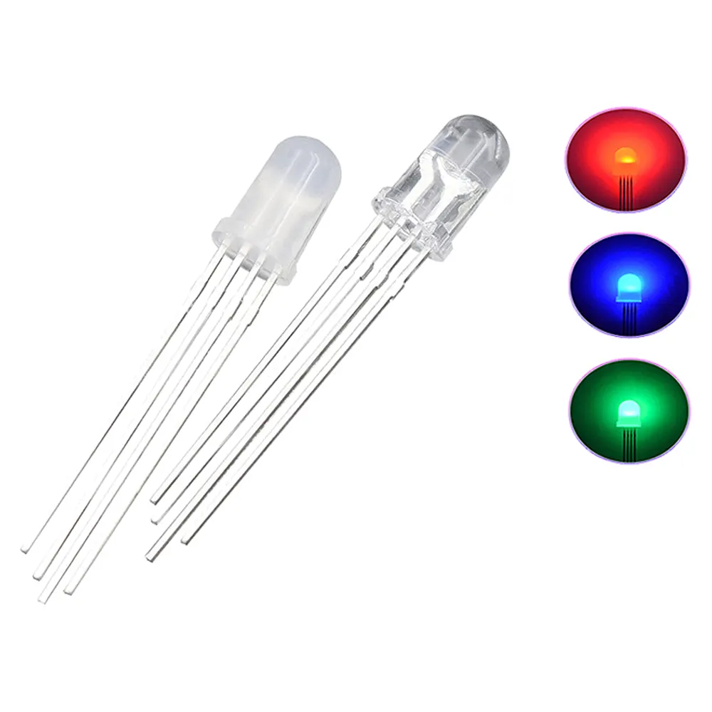 5mm LED polychrome RGB rouge/vert/bleu Cathode commune/Anode Quatre pieds transparent surbrillance couleur lumière 5mm diode colorée