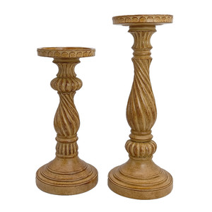 Bougeoirs de pilier de résine de <span class=keywords><strong>bois</strong></span> antique de décoration de maison de 6 pouces - Product Image 4