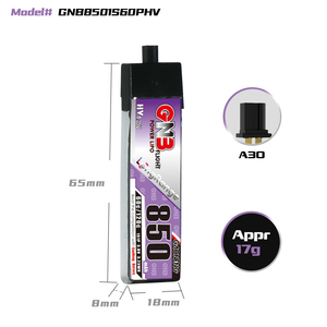GNB GAONENG 1S 3.8V HV 850mAh 60C Plastic Head A30 RC LiPo <b>Battery</b> PowerWhoop EMAX Tinyhawk Brushless Kingkong Beta75S - Product Image 3
