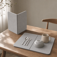Tapis absorbant en marbre et terre de diatomée, grand tapis de séchage en pierre pour comptoir de cuisine, pliable et à séchage rapide pour la vaisselle