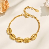 Bracelet Coquillage Élégant pour Femme en Acier Inoxydable 316L Plaqué Or 18K PVD, Anti-ternissement, Thème Océan, Accessoire de Plage Estival