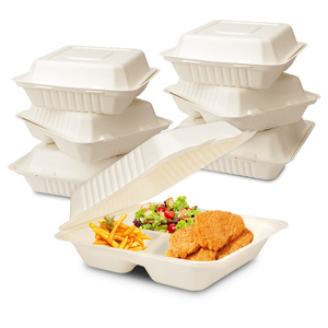 Grote Suikerriet Bagasse Pulp Lunchbox Met Deksel Burger Doos Bagasse Bagasse Vierkante Doos