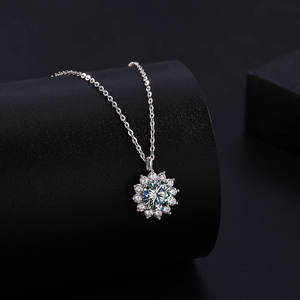 Collar con colgante en forma de flor de Sol de moissanita rosa de 1 quilate de plata <span class=keywords><strong>925</strong></span> sólida brillante de alta calidad para mujer - Product Image 2