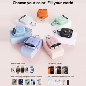 พาวเวอร์แบงค์พกพา 10000mAh ชาร์จไร้สายแบบ Dual Type-C พร้อมสายในตัว สีชมพู - Product Image 2