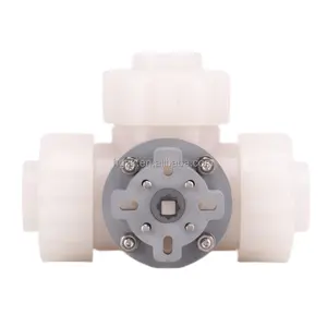 PVC PVDF PPF Manual Union 3-WAY Ball Valve Socket Connection Industrial Ball Valve With Manual Lever EPDM Seals T/L Port