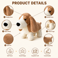 Peluche chiot Kawaii avec oreilles tombantes, jouet réaliste en forme de chien blanc et brun pour enfants et amoureux des animaux