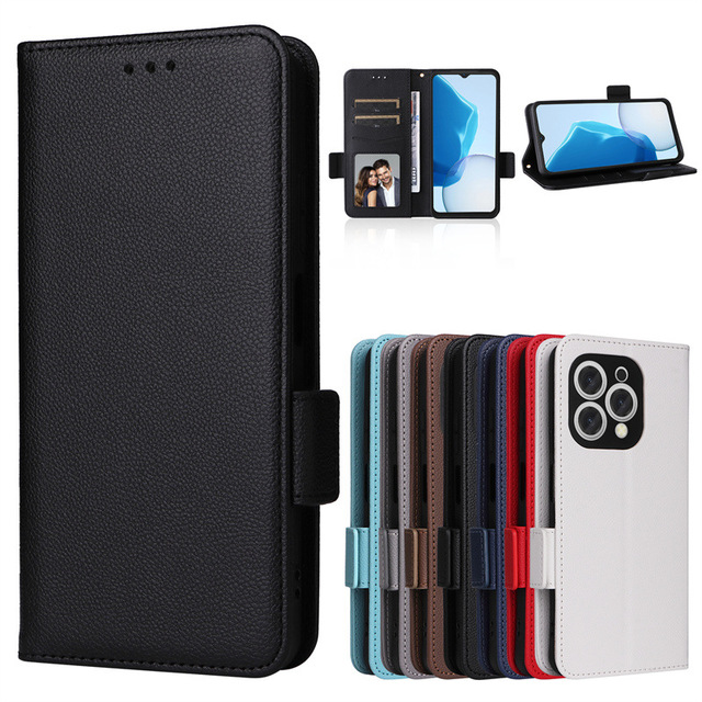 Lychee Pattern Wallet Flip Leather Case with Lanyard for Doogee N55 Plus N40 Pro Mobile Phones