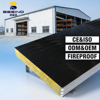 Panel Sandwich Rock Wool Tahan Api Kedap Suara Struktur Baja Pracetak Dinding Eksterior Modern Panel Terisolasi Ruang Dingin