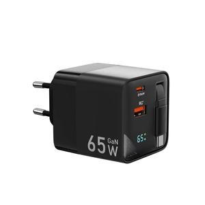 Cargador Rápido OMNI GaN PD65W con Enchufe Plegable para Viajes Fáciles, Adaptador <span class=keywords><strong>USB</strong></span> ABS con Cable de Carga Retráctil Integrado - Product Image 6