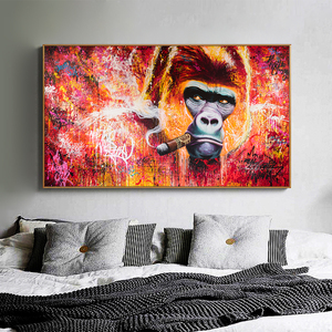 Lienzo de arte de pared moderno <span class=keywords><strong>para</strong></span> sala de estar, pintura de animales, imagen de cigarro <span class=keywords><strong>para</strong></span> fumar Gorilla, decoración del hogar, sin marco - Product Image 2