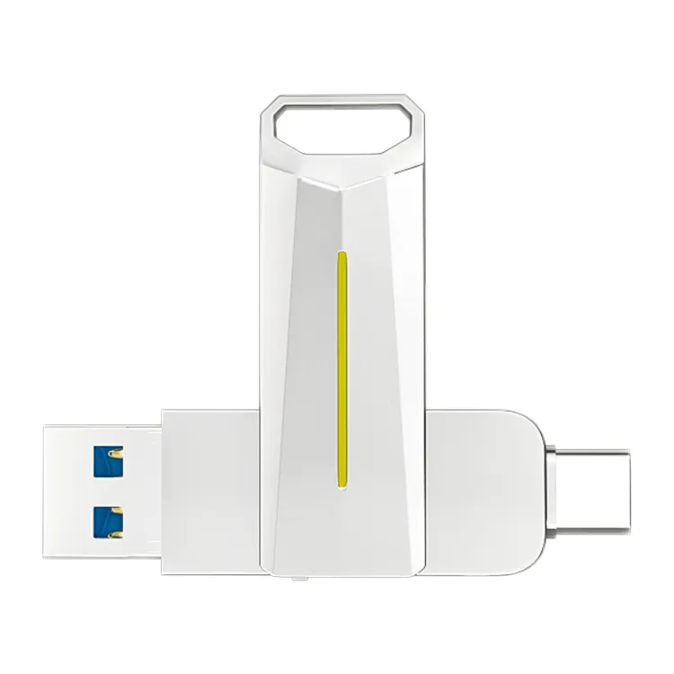 Clé usb métallique pivotante 3.1 type c, support à mémoire de 64gb, 128gb, 256gb, 512gb, lecteur flash, personnalisable, otg, 1tb, 2tb