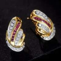 Boucles d'oreilles clous ZhuQian en forme d'ailes de plumes pour femmes, zircon violet et blanc, classiques, de luxe, pour fêtes, accessoires de mode