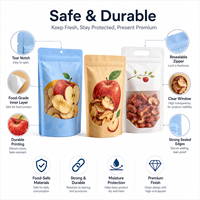 Sachet refermable pour chips de pomme, chips de noix de coco, granola, avec fenêtre transparente, sachet autoportant pour emballage de noix