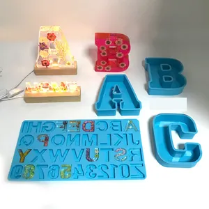 새로운 26 영어 편지 실리콘 금형 3d 편지 A Z Diy 알파벳 수지 실리콘 금형 수지 편지 금형