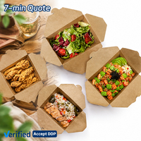 Caja de Almuerzo Rectangular de Papel Kraft SOTON, Contenedor de Alimentos Plegable para Catering, Restaurantes y Comida para Llevar, con Logotipo Personalizado OEM, Ecológica