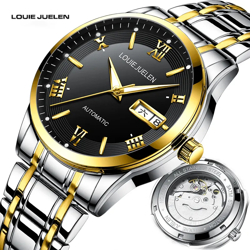 Fashion sports luminous men's mechanical watch waterproof and scratch-resistant stainless steel men's round dial watch