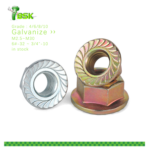 Grosir Din 6923 mur flensa segi enam metrik M2.5 sampai M30 inci 6-32 sampai 3/4-10 kelas 8 baja karbon berlapis seng mur flensa Hex - Product Image 1