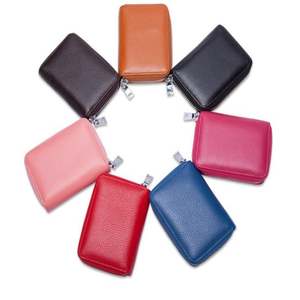 Personnalisable petit portefeuille en cuir pliant unisexe à fermeture éclair porte-monnaie argent clés élégant porte-monnaie en matériau PU - Product Image 2