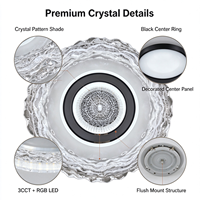 Plafonnier LED moderne en cristal avec télécommande, 3 températures de couleur RGB, éclairage intérieur pour salon et chambre