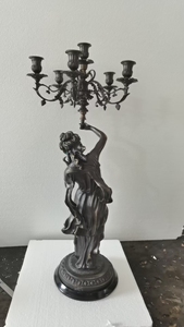 Candelabro <span class=keywords><strong>de</strong></span> Bronce Antiguo Francés con Figura <span class=keywords><strong>de</strong></span> Musa, <span class=keywords><strong>5</strong></span> Brazos, para Decoración del Hogar y Actividades Religiosas (1 Pieza) - Product Image 5