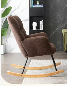 Comfortable High Backrest Accent Rocking <strong>Glider</strong> Chair Padded Seat Upholstered Stainless Steel for Living Room Bedroom Home Hotel - Product Image 4