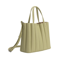 Sac fourre-tout plissé minimaliste en cuir végétalien recyclé pour femme, avec pochette amovible et compartiment intérieur vide pour ordinateur portable et boîte à lunch