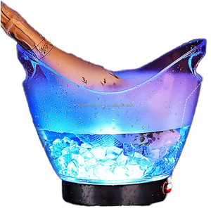 Source Factory Custom Logo Nightclub Restaurant Bar Acrylic <strong>Plastic</strong> <strong>Mini</strong> Boat Shape Printed Led Ice Bucket for VIP Service - Product Image 1