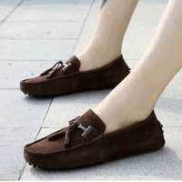 Sepatu Loafer Kasual Pria Berkualitas Grosir, Bahan Kulit, Gesper Logam, Model Flat