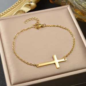 Stainless Steel Unisex <b>Couple</b> <b>Bracelet</b> with Cross Pendant Trendy Custom Kit for Anniversary Occasion - Product Image 5