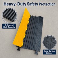 Protecteur de câble en caoutchouc vulcanisé résistant aux hautes températures avec 2/3/5 canaux, couvercle noir/jaune, longueur 90-100 cm