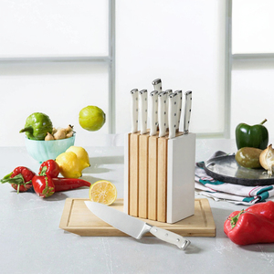 Ensemble de couteaux de cuisine en acier inoxydable faits à la main, lame 3cr13 et manche en ABS, étui en cuir, couteaux de survie polis pour la chasse - Product Image 3