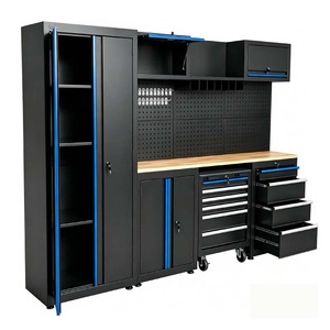 Heavy Duty LED Garage Tool Cabinet Pegboard <b>Workbench</b> Storage System Wooden Top Lockable Workshop Tool Organizer OEM/ODM/OBM - Product Image 6