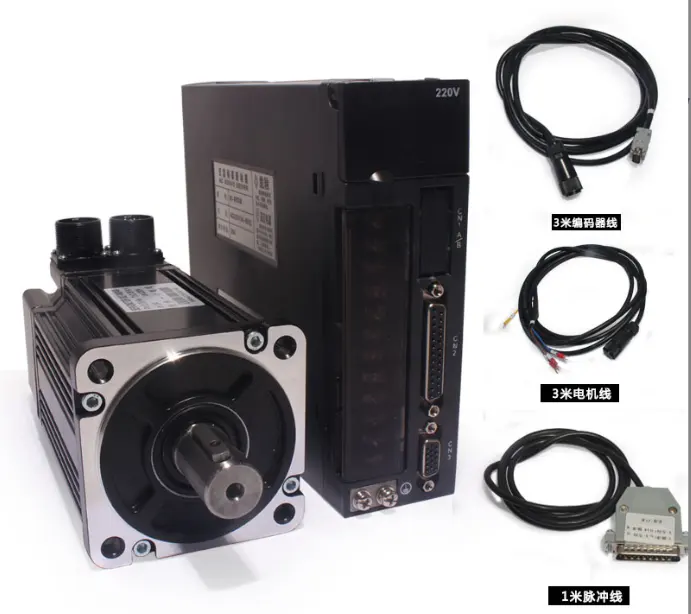 Controlador de servomotor de CA de 1KW con cable 3M 220V 4A 2500RPM 4N.M protección impermeable monofásica para piezas CNC