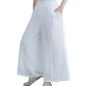 MANNI-<span class=keywords><strong>Pantalones</strong></span> de pierna ancha de algodón blanco para <span class=keywords><strong>mujer</strong></span>, <span class=keywords><strong>pantalones</strong></span> holgados <span class=keywords><strong>chinos</strong></span> de yoga, novedad de verano - Product Image 1