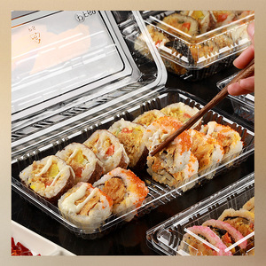 Cajas de plástico para llevar sushi, recipientes transparentes desechables para envasar alimentos con tapa, ideales para hornear y repostería. - Product Image 1