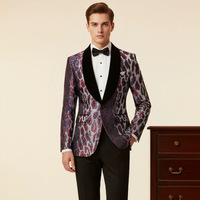 Blazer de costume italien à simple boutonnage pour homme, style jacquard léopard, coupe ajustée, pour mariage ou cérémonie
