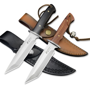 มีดพกพา EDC สำหรับกิจกรรมกลางแจ้ง เหล็ก 7Cr13Mov ใบมีดแบบ Fixed Blade ด้ามไม้มะเกลือ/ไม้พะยูง พร้อมปลอกหนัง สำหรับเดินป่า ตั้งแคมป์ DIY OEM - Product Image 1