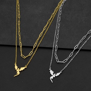 Retro Simple <b>Titanium</b> Steel Pterosaur Shaped Pendant Necklace Gold Silver Plated Unisex's Necklaces Fashion Jewelry Wholesale - Product Image 1