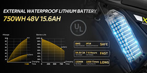 Bicicleta Eléctrica KOOLUX X9 con Marco de Hierro, Motor Dual sin Escobillas de 250W, Batería de Litio de 48V 15.6Ah, Neumático Grueso de 20'', 6 Velocidades, Largo Alcance, para Adultos - Product Image 2