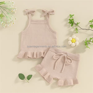 Basso produttore di colore personalizzato MOQ abiti per neonati in tinta unita senza maniche canottiere elasticizzati in vita per ragazze vestito per bambini - Product Image 3