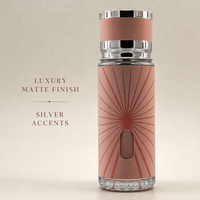 Flacon de parfum vide personnalisé en gros, 250 ml, noir mat, motif géométrique en relief, flacon atomiseur rechargeable avec capuchon métallique